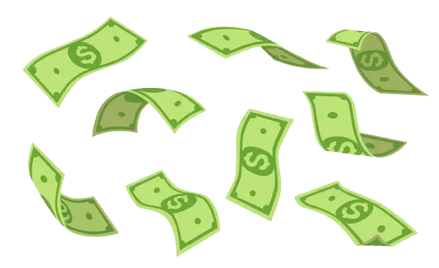Dollar cash floating on the air