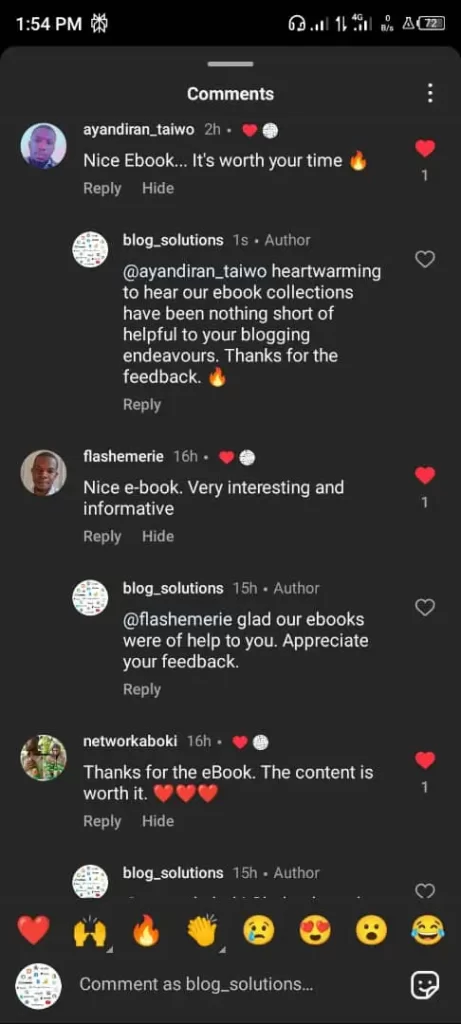 Testimonial screenshot from Instagram