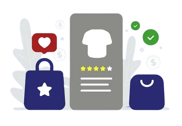 Online shopping cart with 5 star rating.
